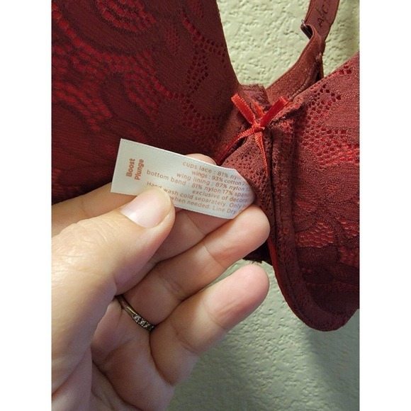 NWT CACIQUE Lane Bryant Lace Boost Plunge Bra Size 38F In Red - Picture 5 of 6